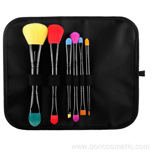 Double head travel makeup brushes set